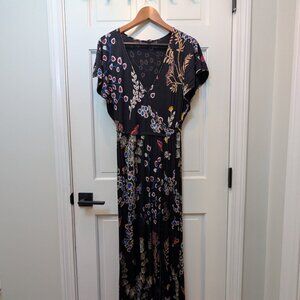 Express Faux Wrap Black Floral Maxi Dress